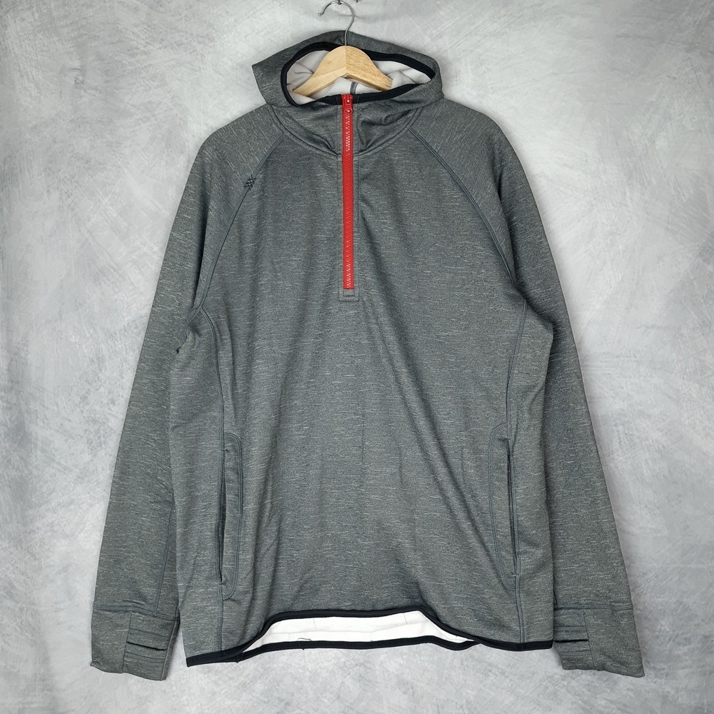 Rhone Pullover Hoodie Mens XL Gray Fleece Lined Half Zip Athletic Activewear